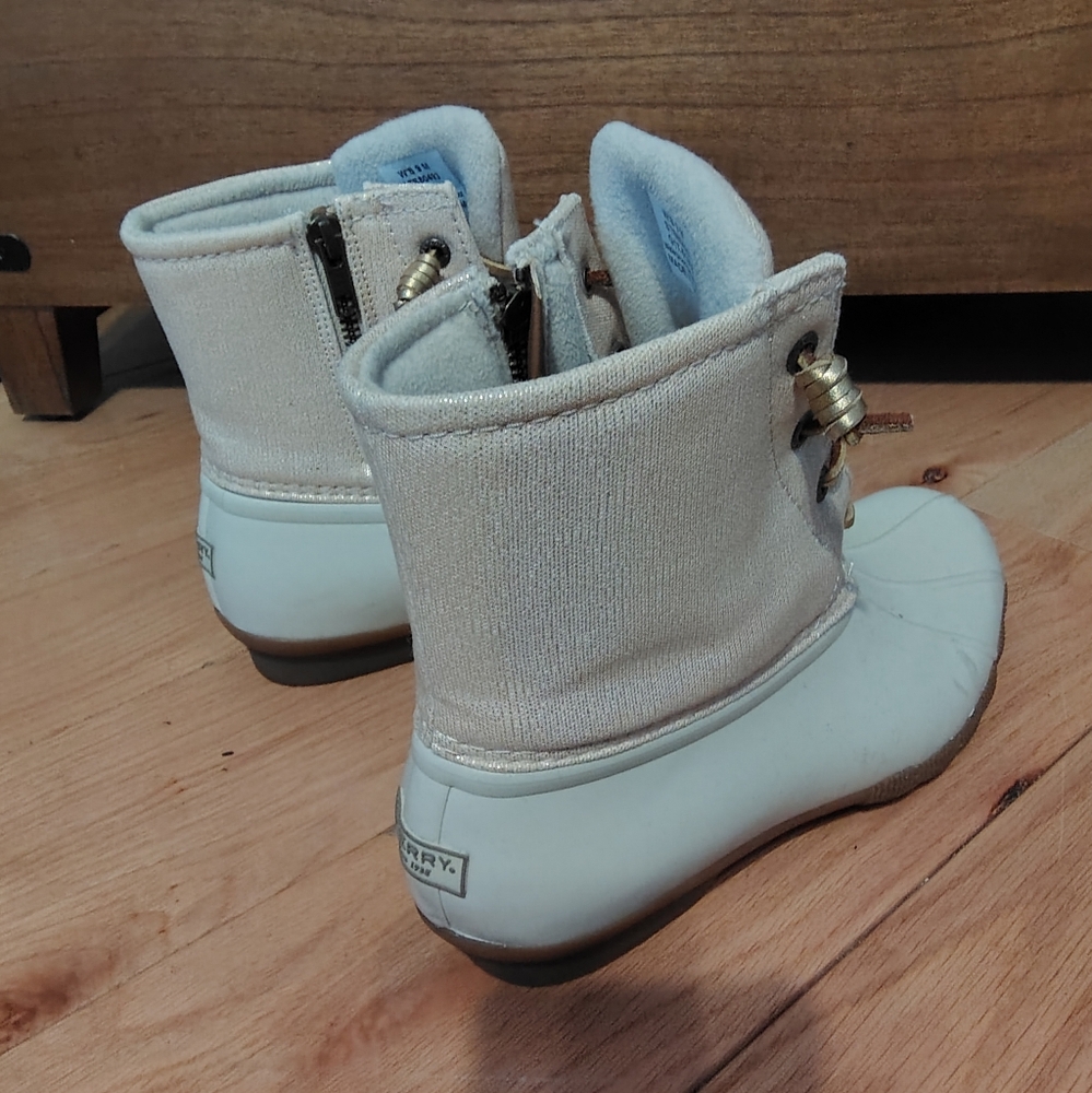 Sperry Off-White Gold Beige and Cream Duck Boots